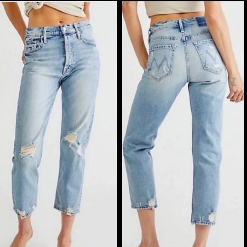 Mother Womens Jeans The Tomcat 27 The Confession Distressed Straight Light Denim